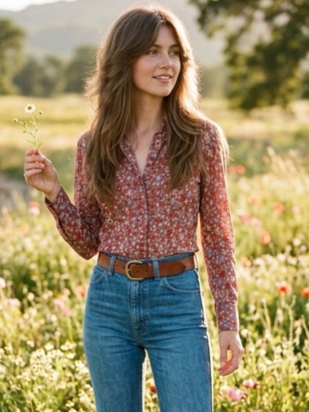 Cheri Amour Vintage 70’s Floral button Up